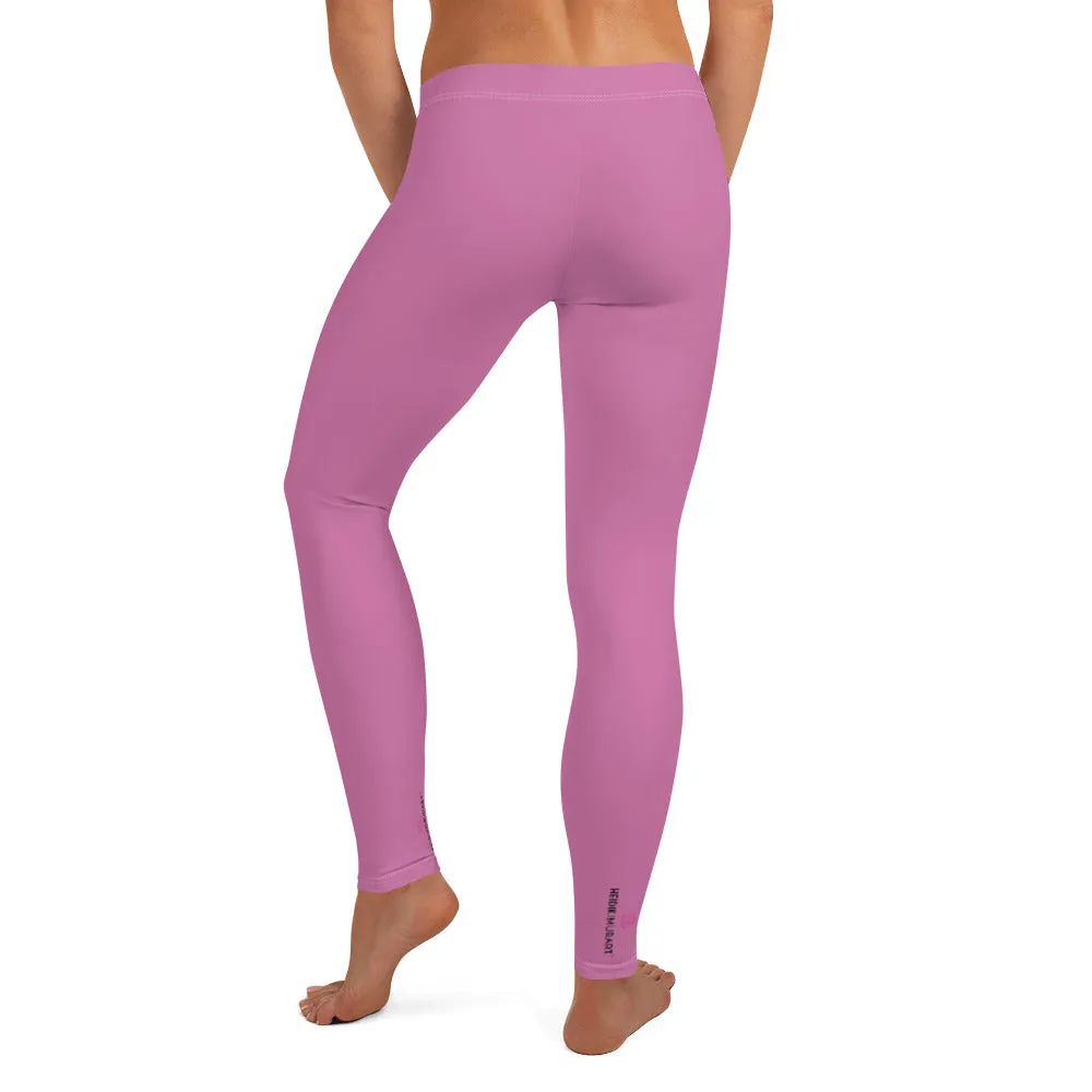 Dark Pink Casual Women's Leggings, Solid Bright Pink Color Designer Tights-Made in USA/EU/MX