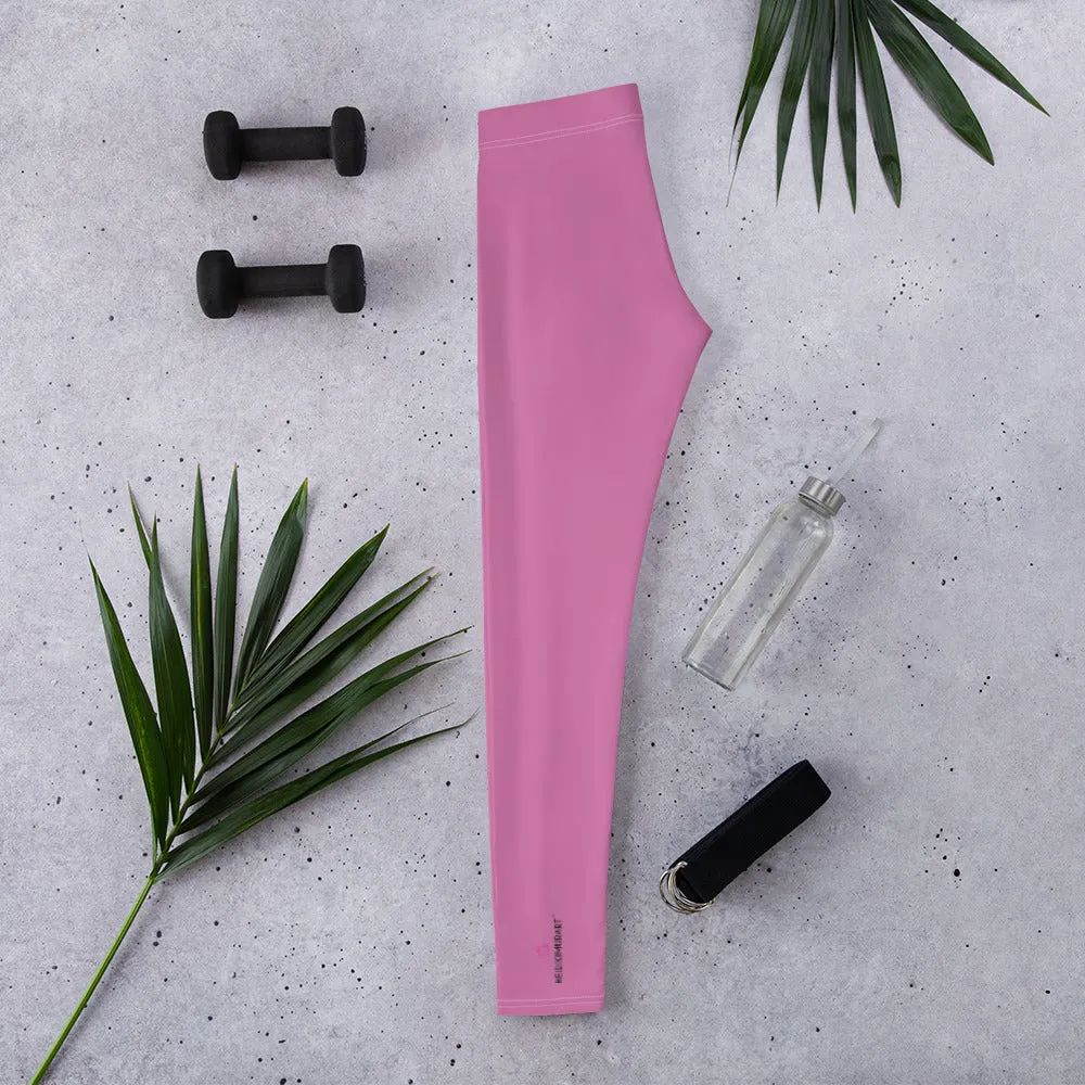 Dark Pink Casual Women's Leggings, Solid Bright Pink Color Designer Tights-Made in USA/EU/MX