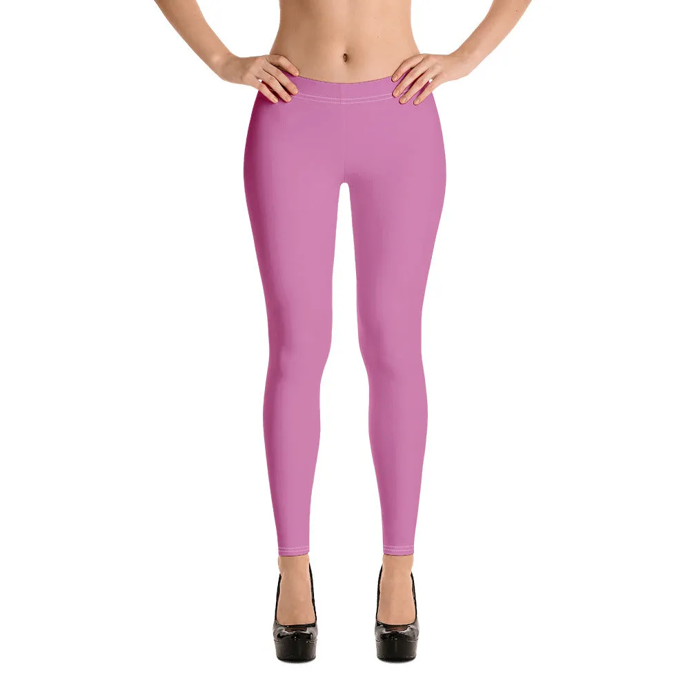 Dark Pink Casual Women's Leggings, Solid Bright Pink Color Designer Tights-Made in USA/EU/MX