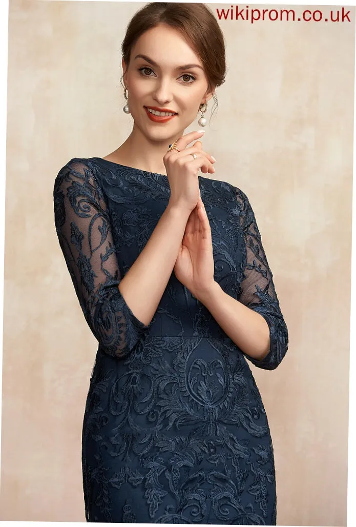 Deanna Knee-Length Cocktail Dress Lace Sheath/Column Chiffon Cocktail Dresses Neck Scoop