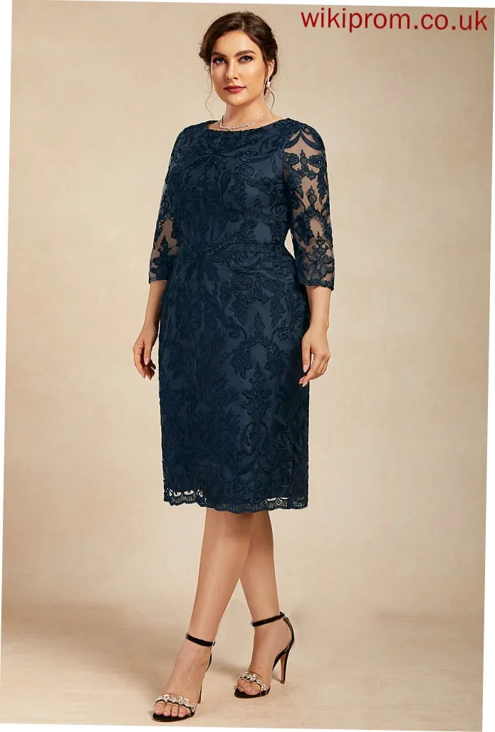 Deanna Knee-Length Cocktail Dress Lace Sheath/Column Chiffon Cocktail Dresses Neck Scoop