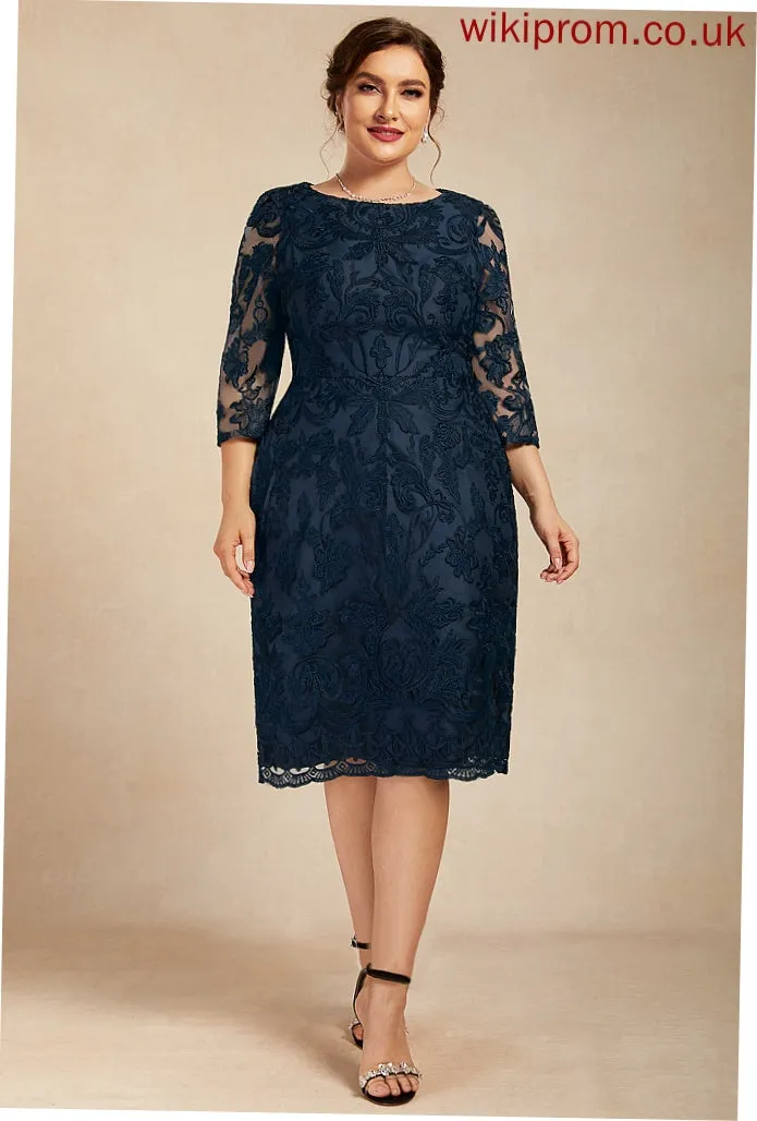 Deanna Knee-Length Cocktail Dress Lace Sheath/Column Chiffon Cocktail Dresses Neck Scoop