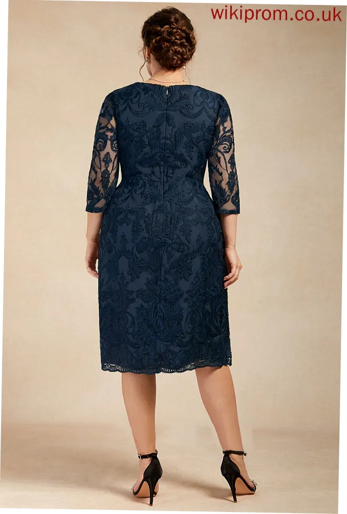 Deanna Knee-Length Cocktail Dress Lace Sheath/Column Chiffon Cocktail Dresses Neck Scoop