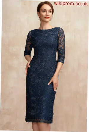 Deanna Knee-Length Cocktail Dress Lace Sheath/Column Chiffon Cocktail Dresses Neck Scoop