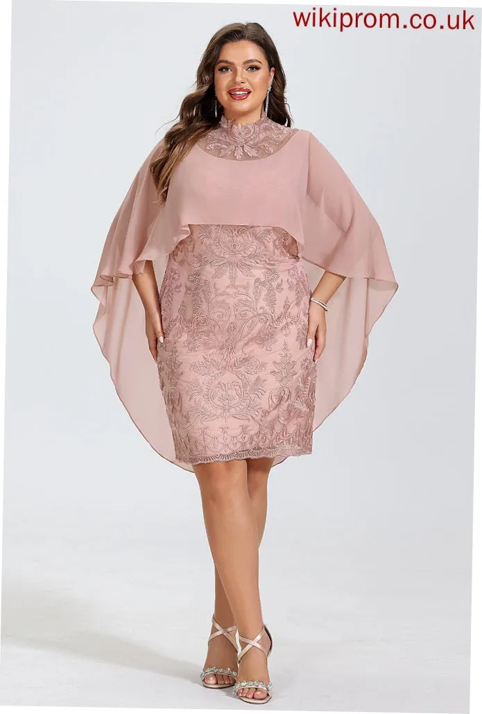 Dress Chiffon Knee-Length Lace Maritza Neck Cocktail Dresses Cocktail High Sheath/Column