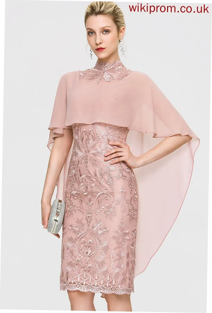Dress Chiffon Knee-Length Lace Maritza Neck Cocktail Dresses Cocktail High Sheath/Column