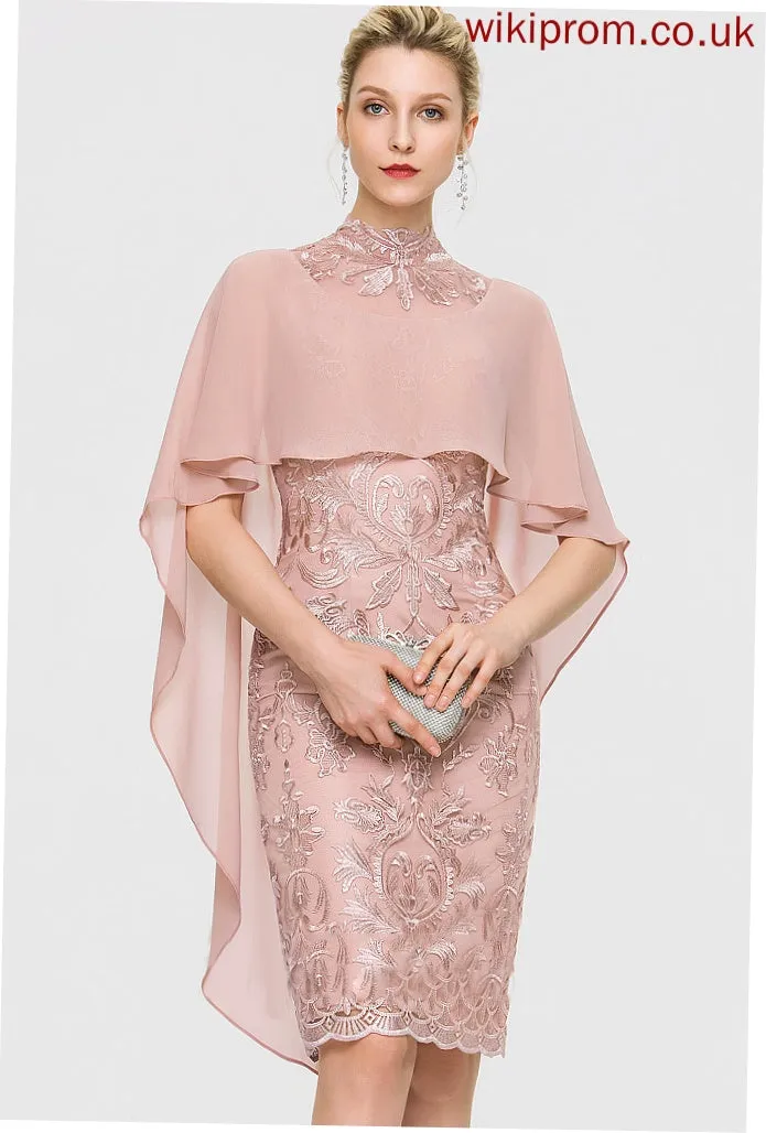 Dress Chiffon Knee-Length Lace Maritza Neck Cocktail Dresses Cocktail High Sheath/Column