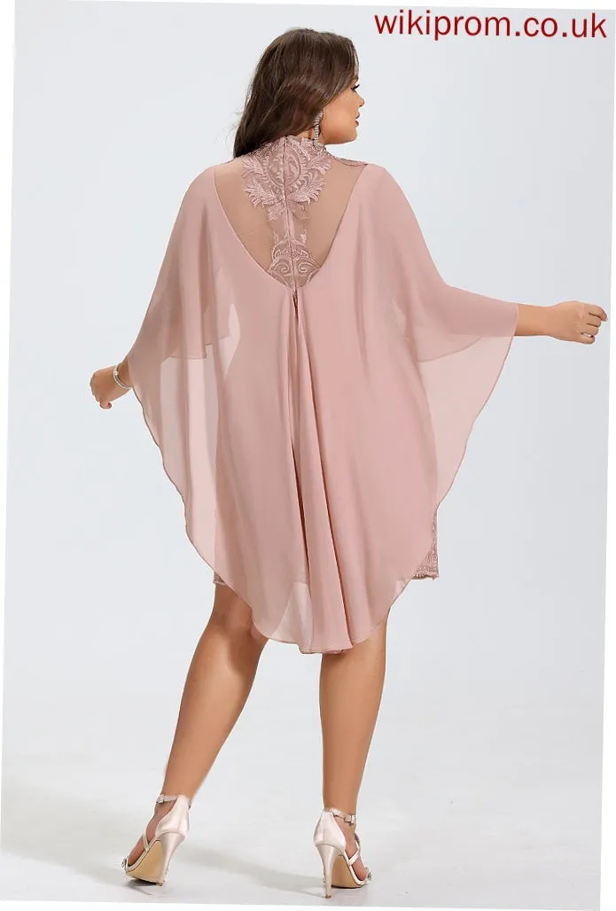 Dress Chiffon Knee-Length Lace Maritza Neck Cocktail Dresses Cocktail High Sheath/Column
