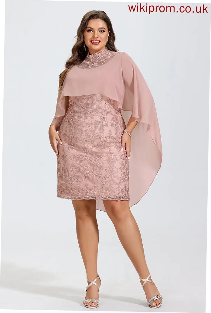 Dress Chiffon Knee-Length Lace Maritza Neck Cocktail Dresses Cocktail High Sheath/Column