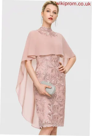Dress Chiffon Knee-Length Lace Maritza Neck Cocktail Dresses Cocktail High Sheath/Column
