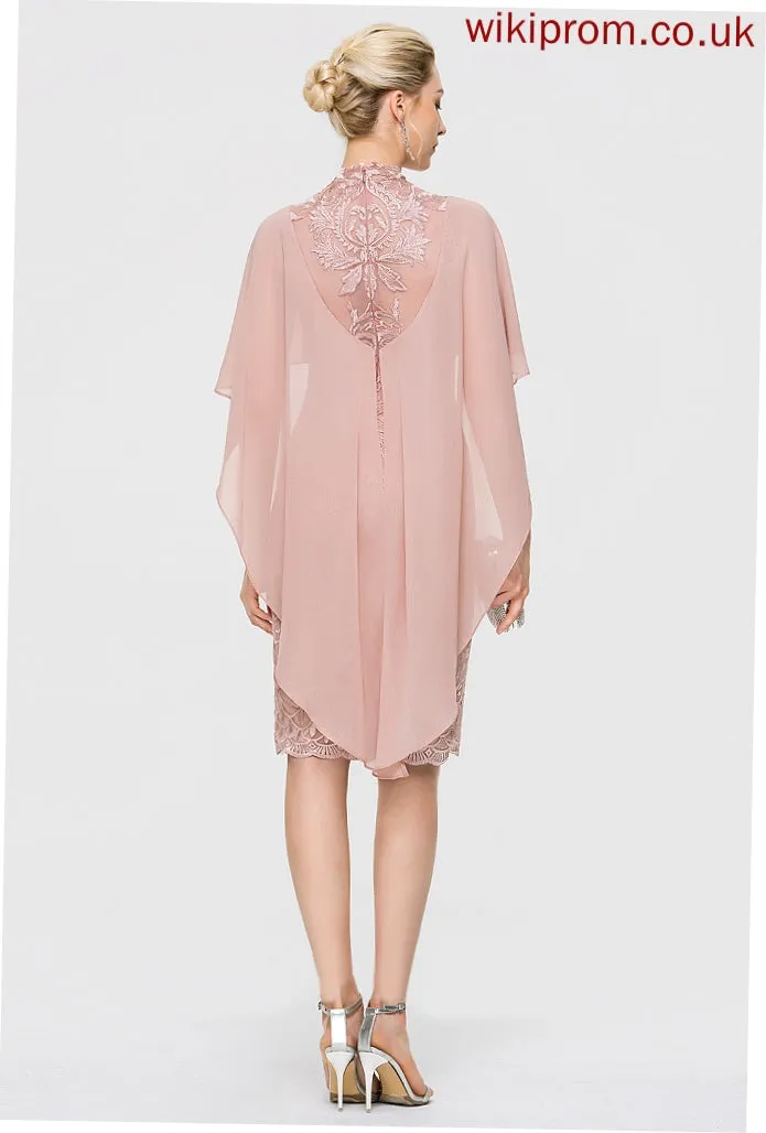 Dress Chiffon Knee-Length Lace Maritza Neck Cocktail Dresses Cocktail High Sheath/Column