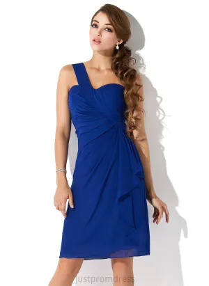 Dress Homecoming With Cascading Janet Knee-Length Sheath/Column One-Shoulder Homecoming Dresses Chiffon Ruffles