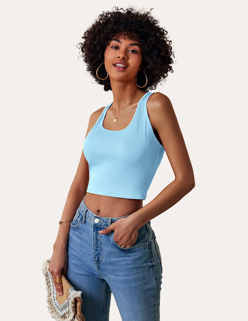 Ekouaer Casual Basic Ribbed Tank Top (US Only)