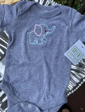 ELEPHANT EMBROIDERED COTTON ONESIE