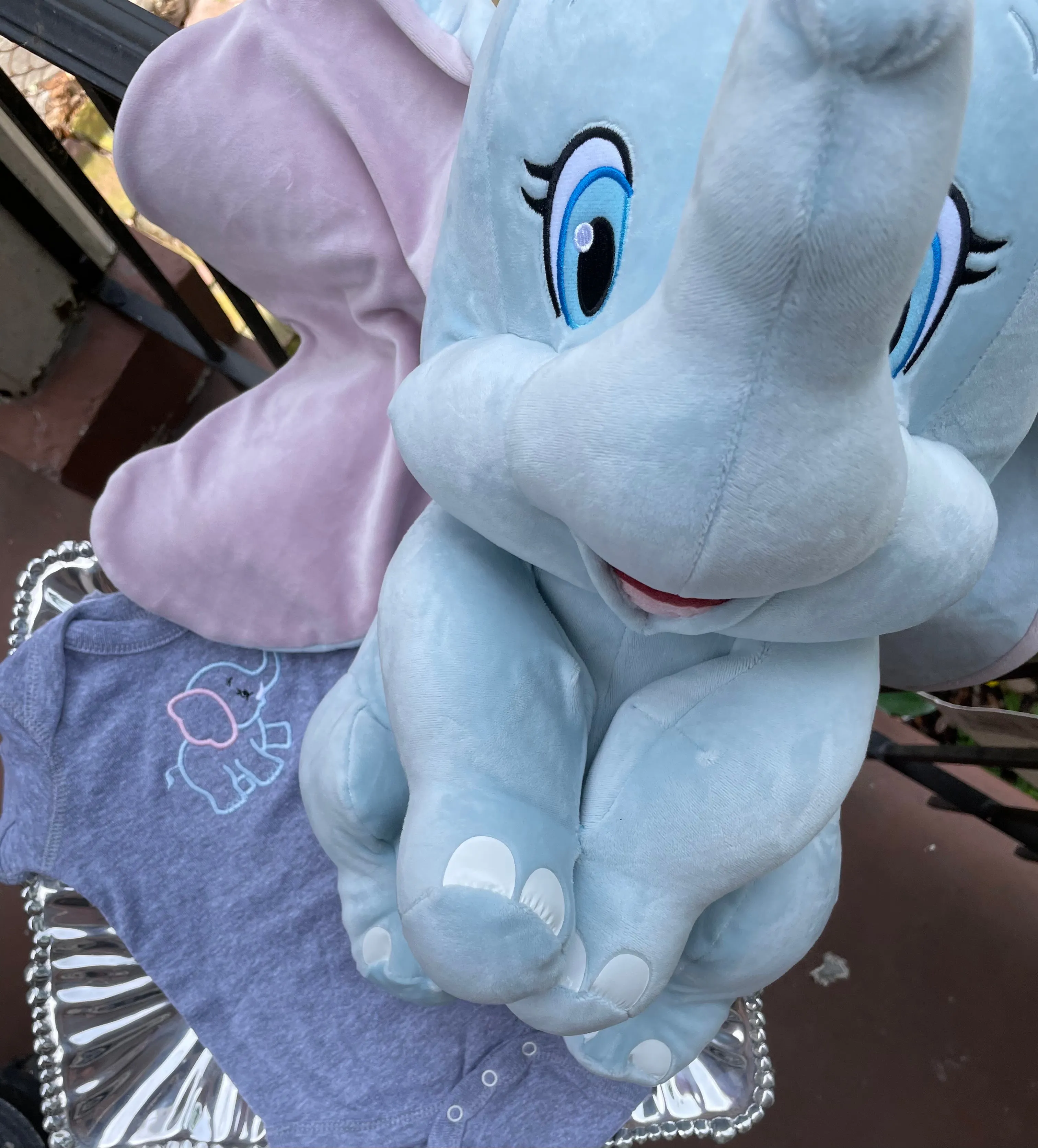 ELEPHANT EMBROIDERED COTTON ONESIE