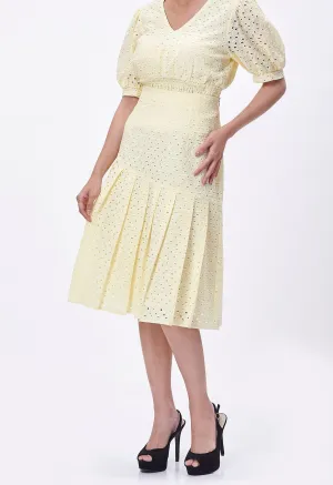 Embroidery Eyelet Panel Skirt
