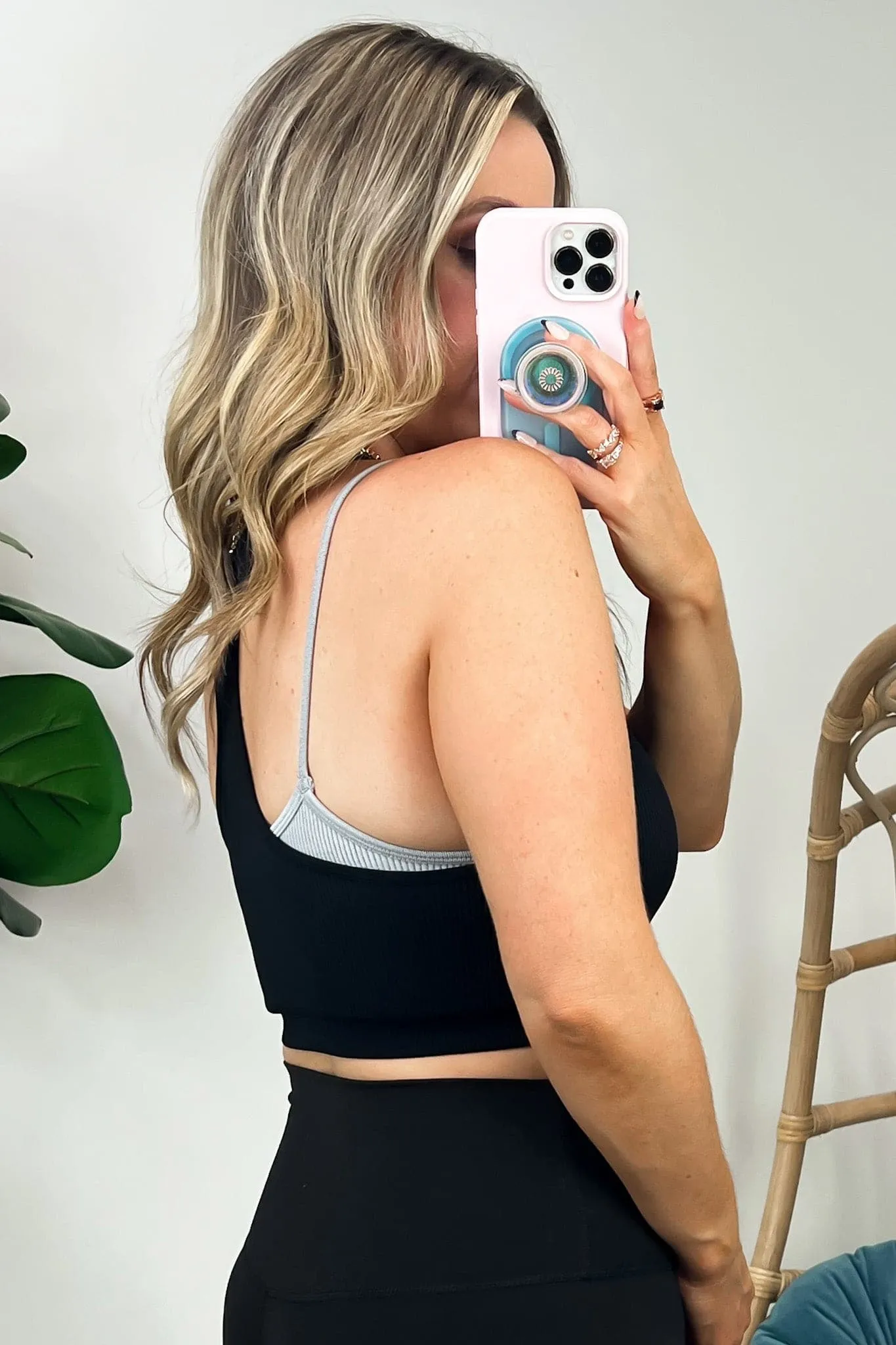Esparza Ribbed Seamless Double Layer Tank Bra Top