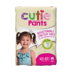 Female Toddler Training Pants Cutie Pants® Size 4T to 5T Disposable Heavy Absorbency - First Quality  Mfr# CR9008