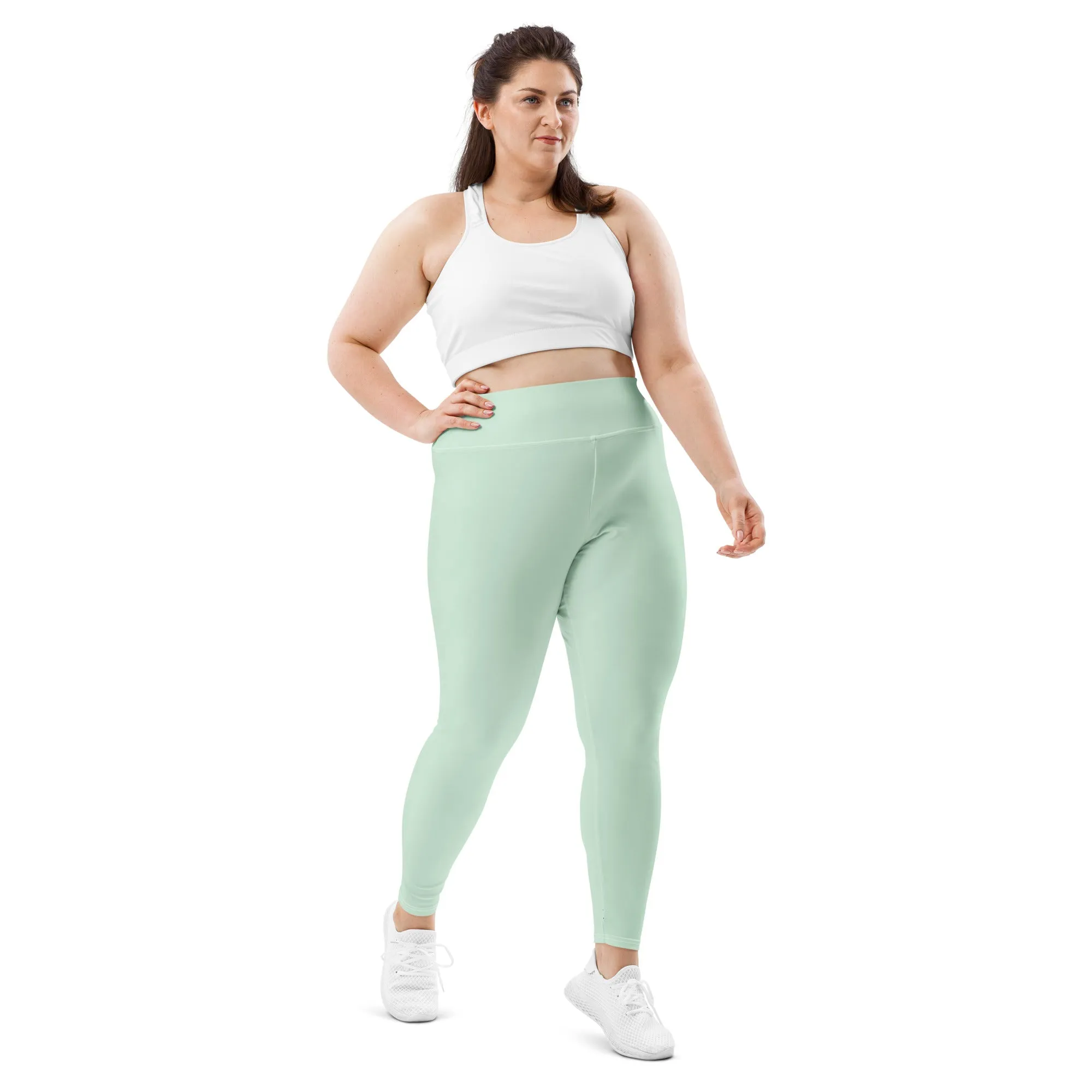Flattering Fit: Plus Size Solid Color Workout Leggings - Surf Crest