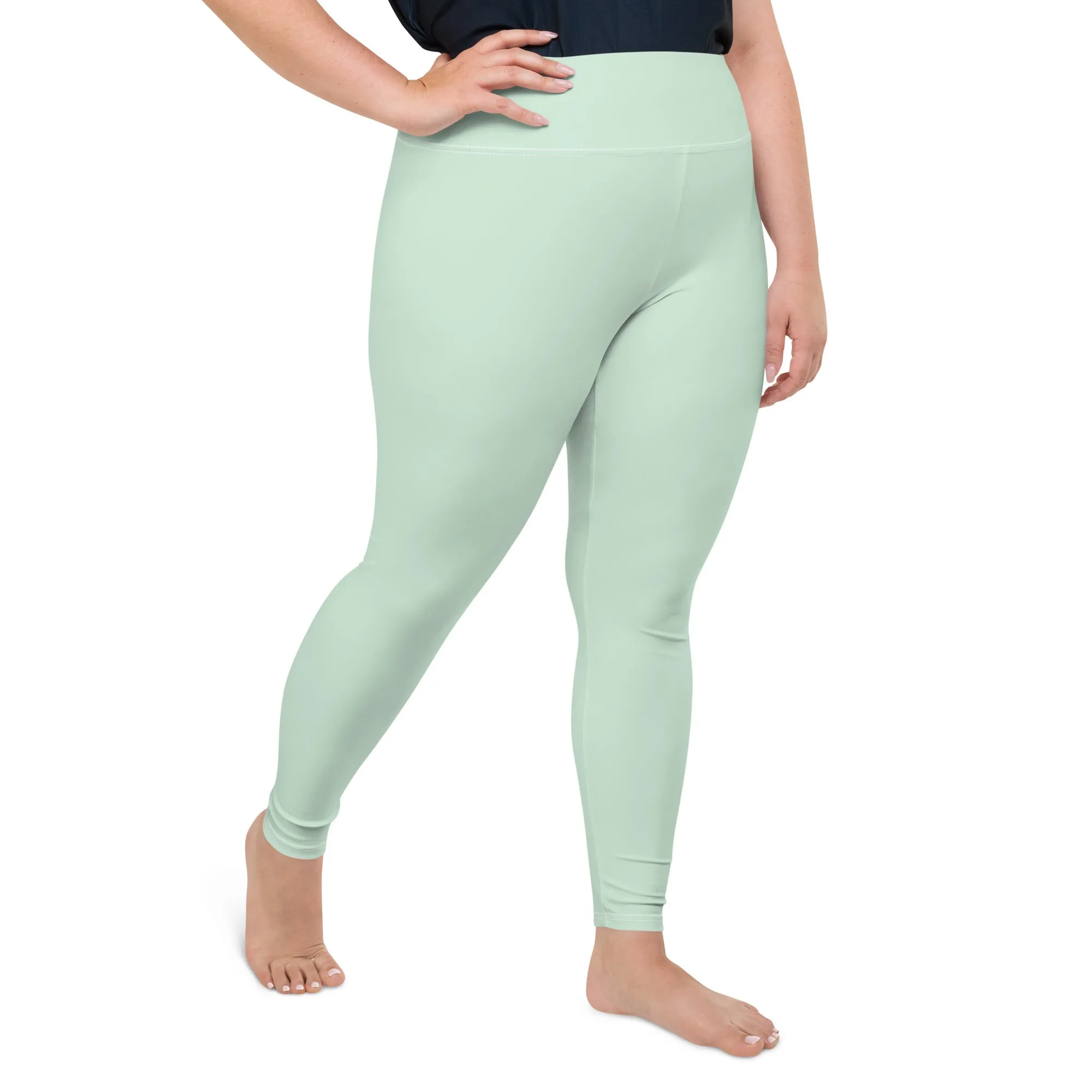 Flattering Fit: Plus Size Solid Color Workout Leggings - Surf Crest