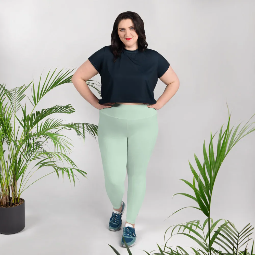 Flattering Fit: Plus Size Solid Color Workout Leggings - Surf Crest