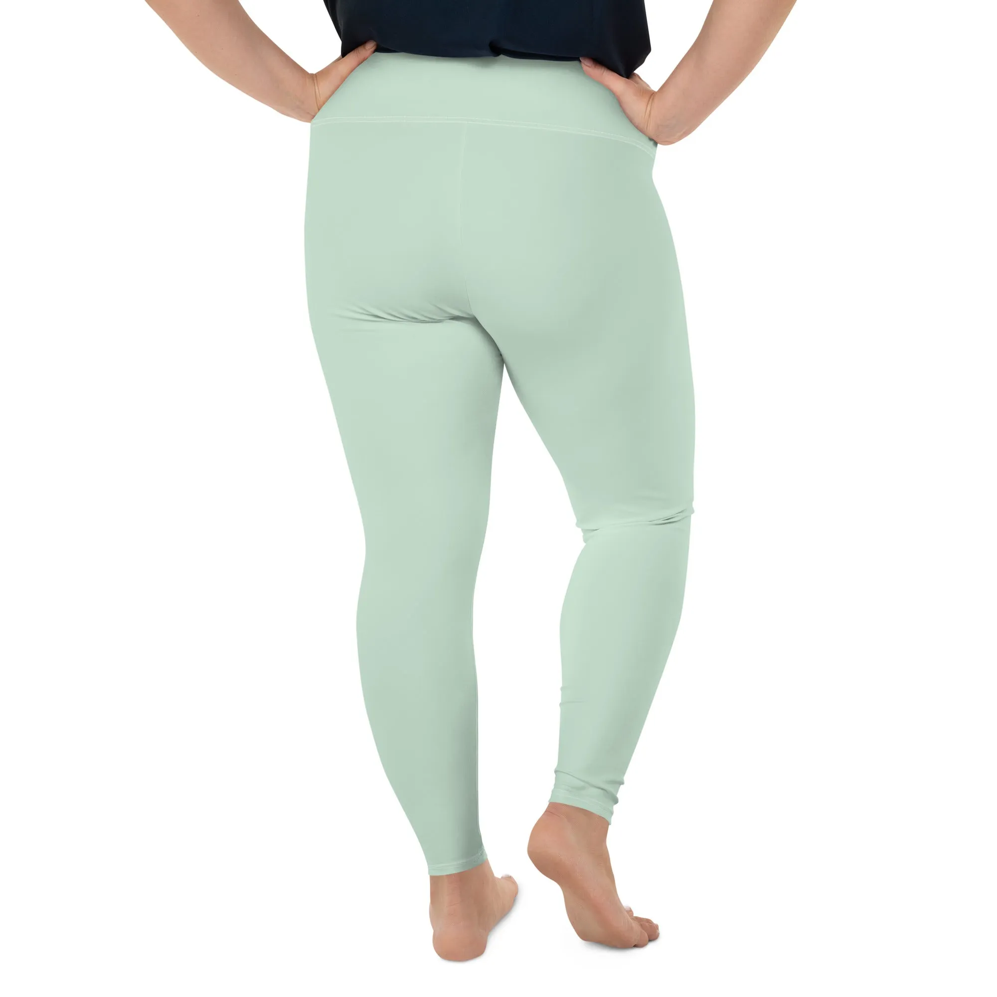 Flattering Fit: Plus Size Solid Color Workout Leggings - Surf Crest