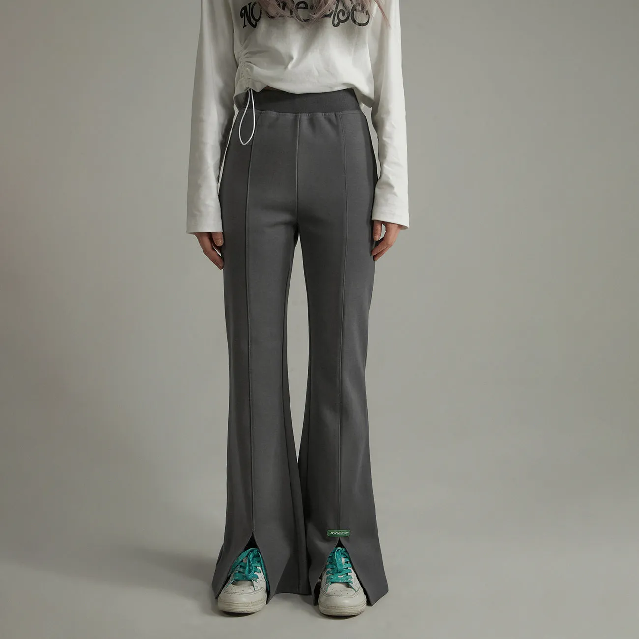 Front Ankle Slit Bootcut Jogger Pants