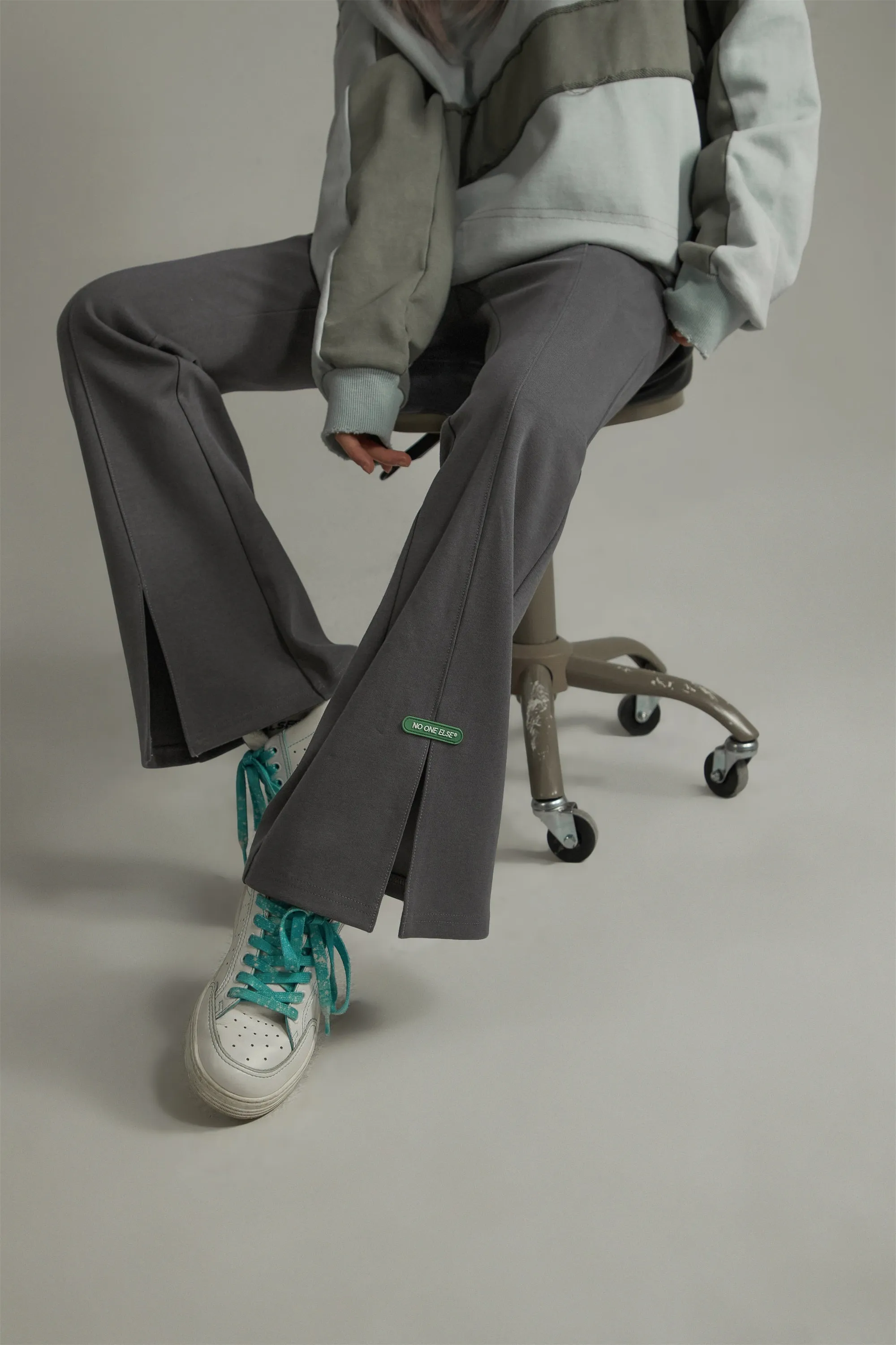 Front Ankle Slit Bootcut Jogger Pants