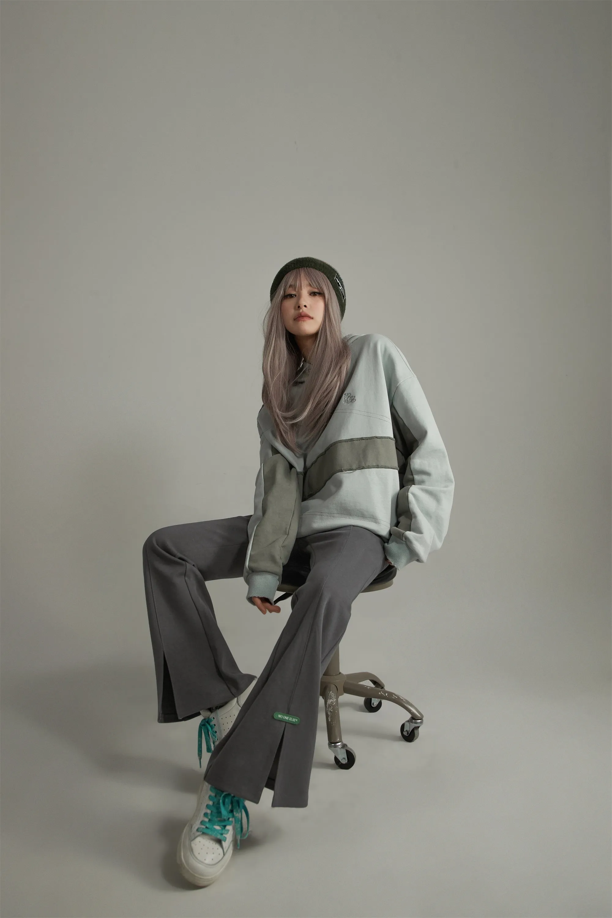Front Ankle Slit Bootcut Jogger Pants