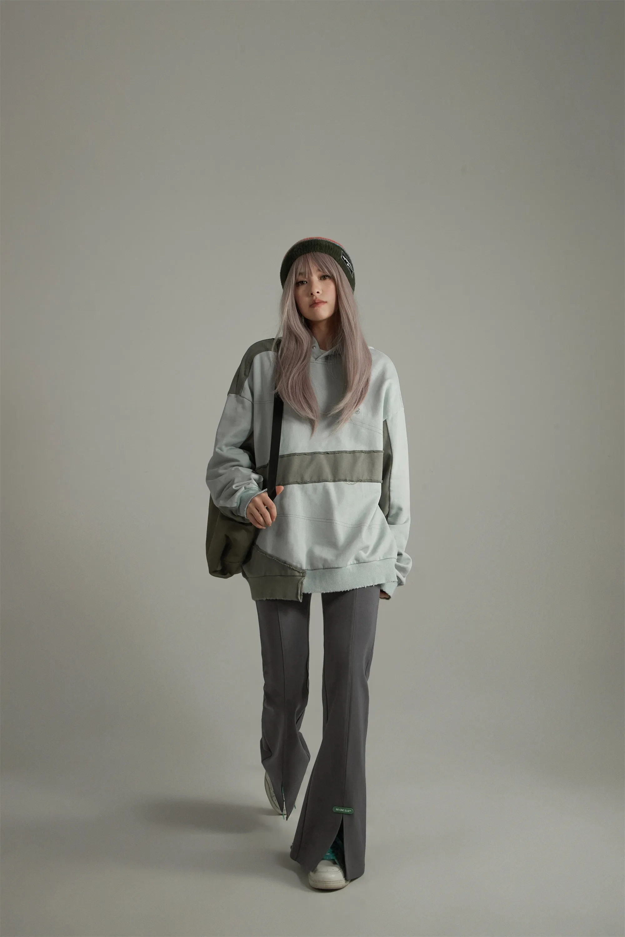 Front Ankle Slit Bootcut Jogger Pants