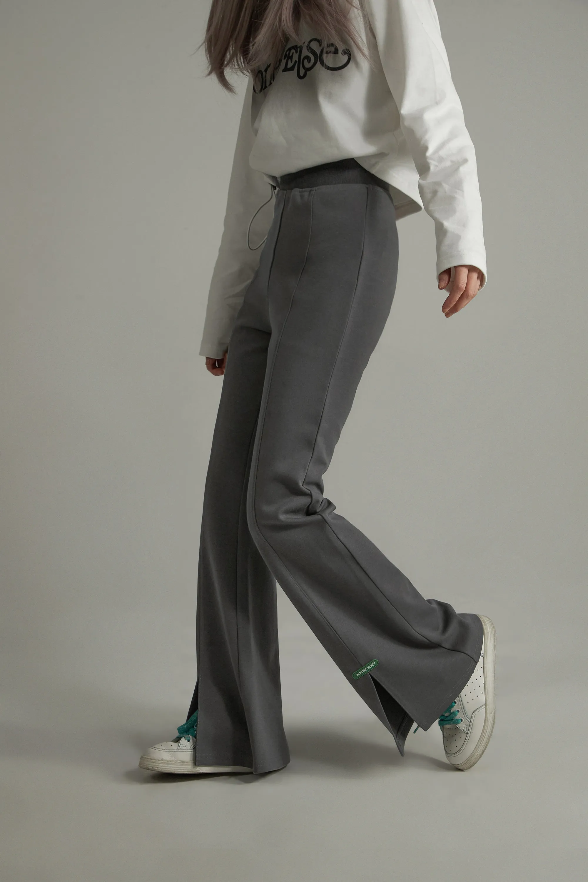 Front Ankle Slit Bootcut Jogger Pants