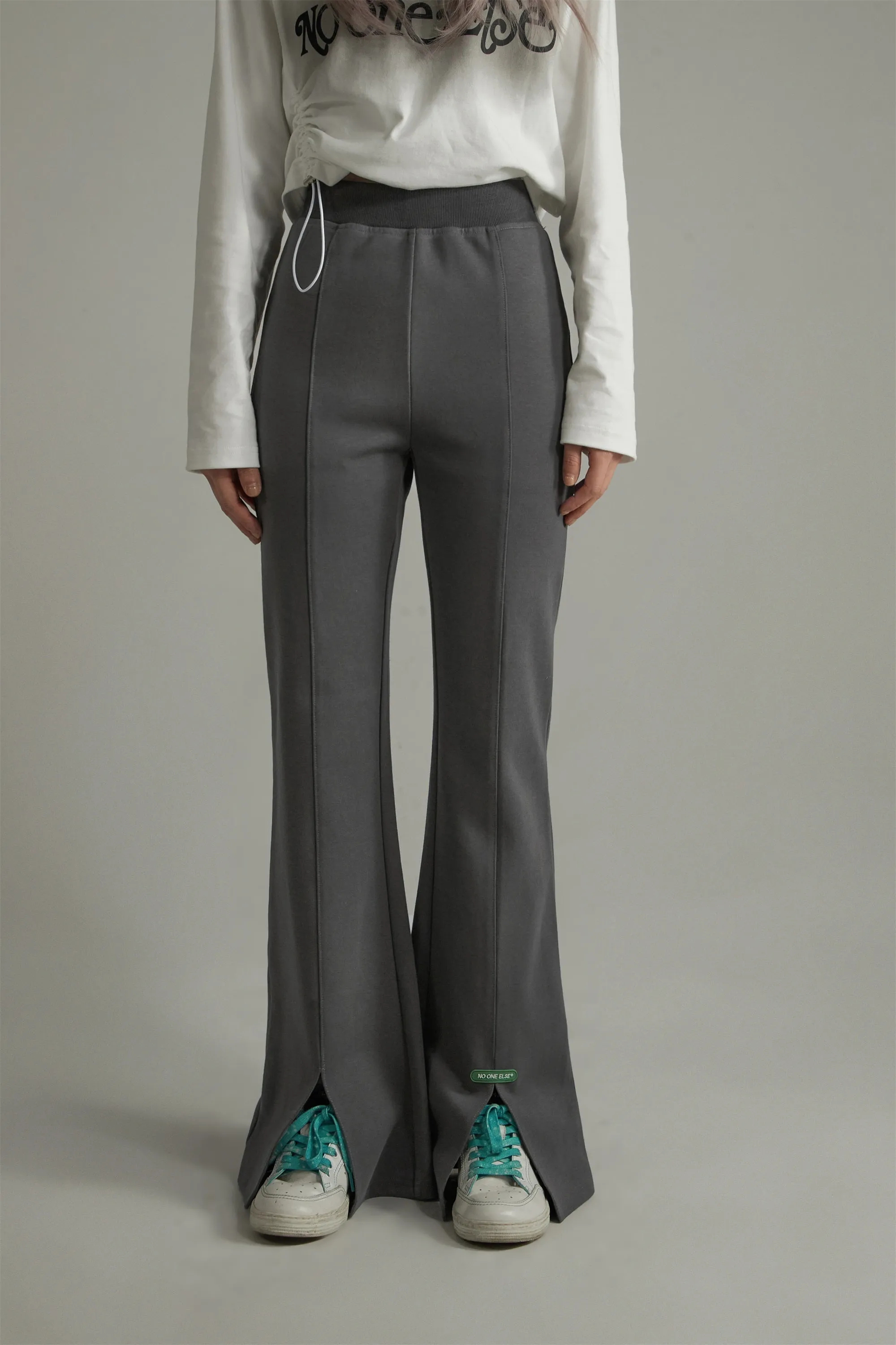 Front Ankle Slit Bootcut Jogger Pants