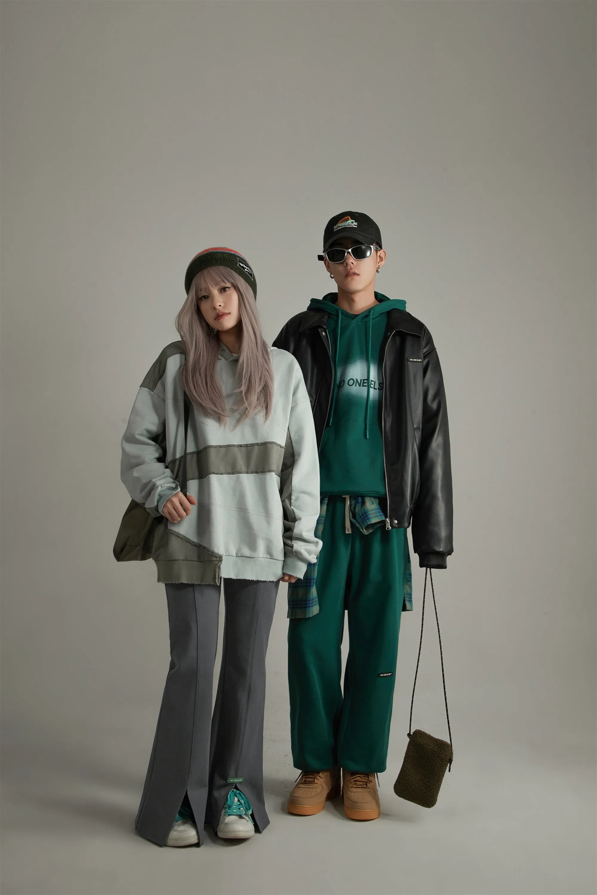 Front Ankle Slit Bootcut Jogger Pants