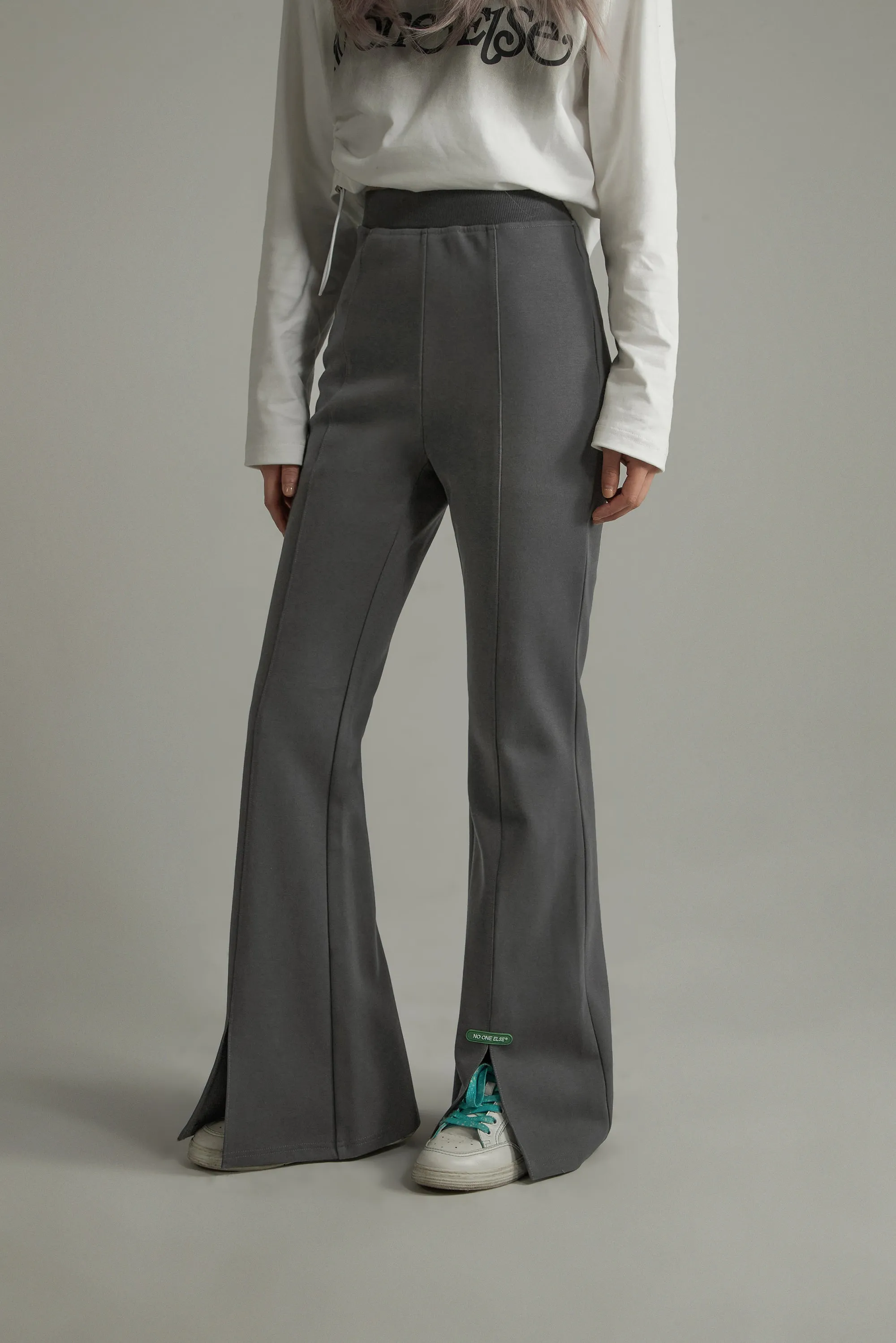 Front Ankle Slit Bootcut Jogger Pants