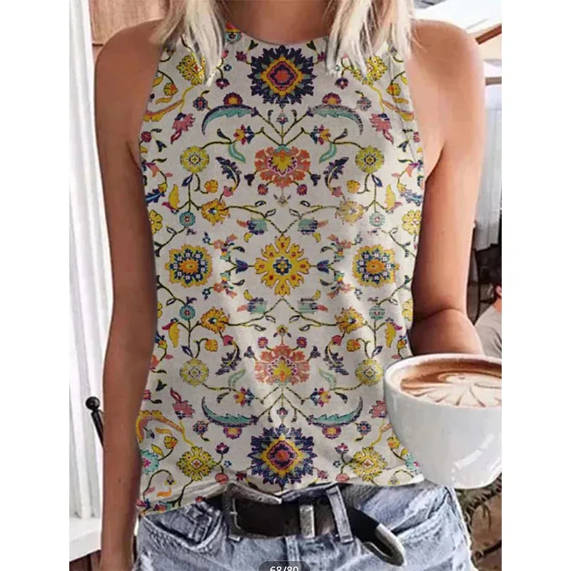 Funki Buys | Shirts | Women's Paisley 3D Print Retro Tank Tops