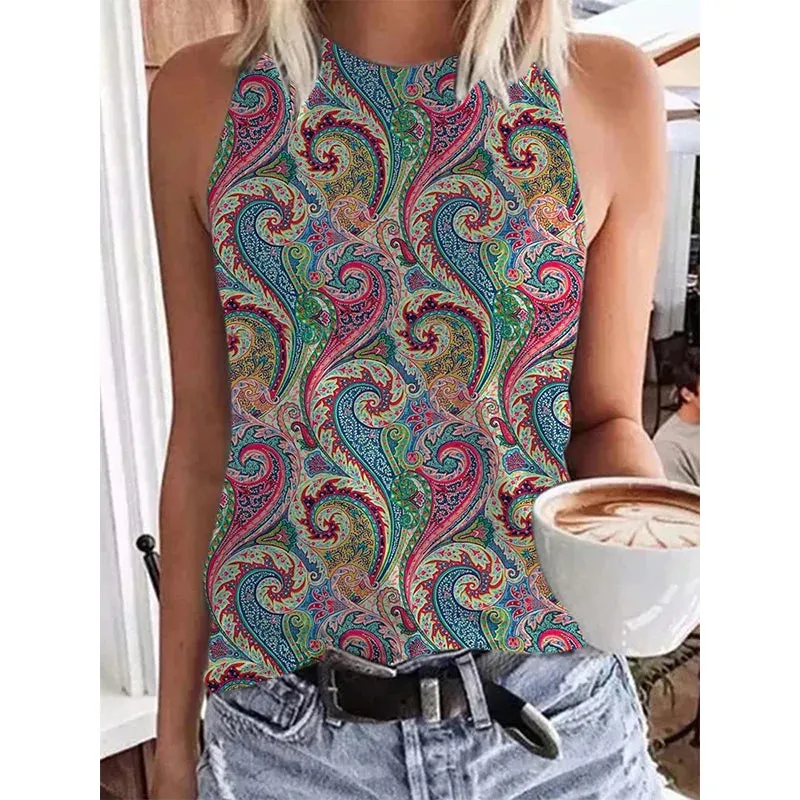 Funki Buys | Shirts | Women's Paisley 3D Print Retro Tank Tops