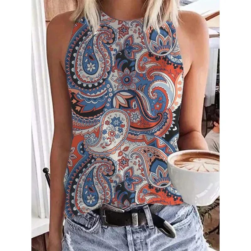 Funki Buys | Shirts | Women's Paisley 3D Print Retro Tank Tops