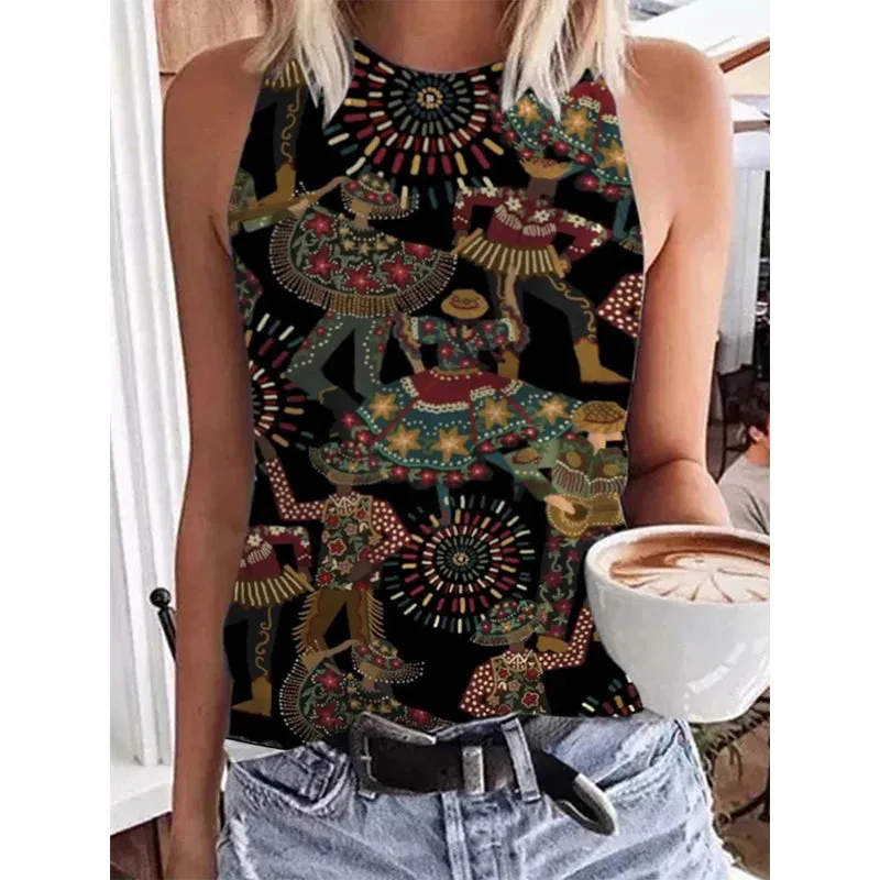 Funki Buys | Shirts | Women's Paisley 3D Print Retro Tank Tops