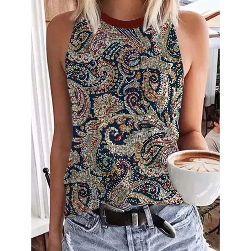 Funki Buys | Shirts | Women's Paisley 3D Print Retro Tank Tops