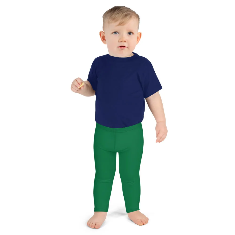 Green Solid Color Kid's Leggings, Premium Fashion Tights For Boys & Girls-Made in USA/EU/MX