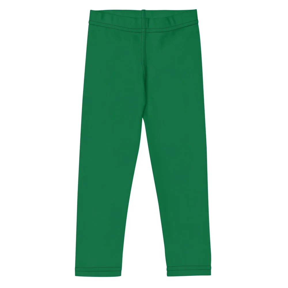 Green Solid Color Kid's Leggings, Premium Fashion Tights For Boys & Girls-Made in USA/EU/MX