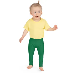 Green Solid Color Kid's Leggings, Premium Fashion Tights For Boys & Girls-Made in USA/EU/MX