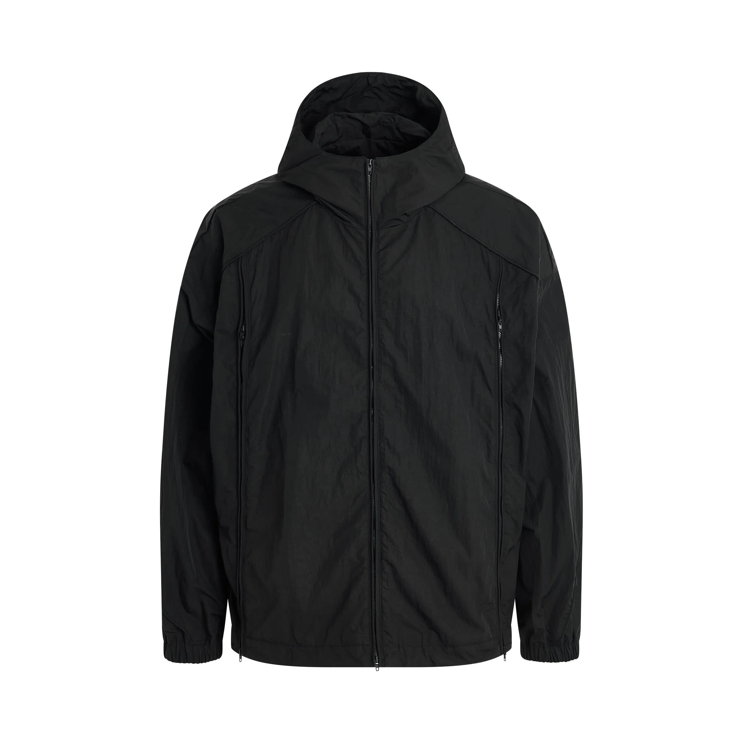 Hidden Pocket Side Zipper Jacket in Black