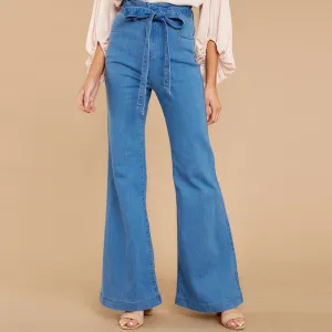 High-stretch Slim-fit Lace-up Wide-leg Flared Jeans