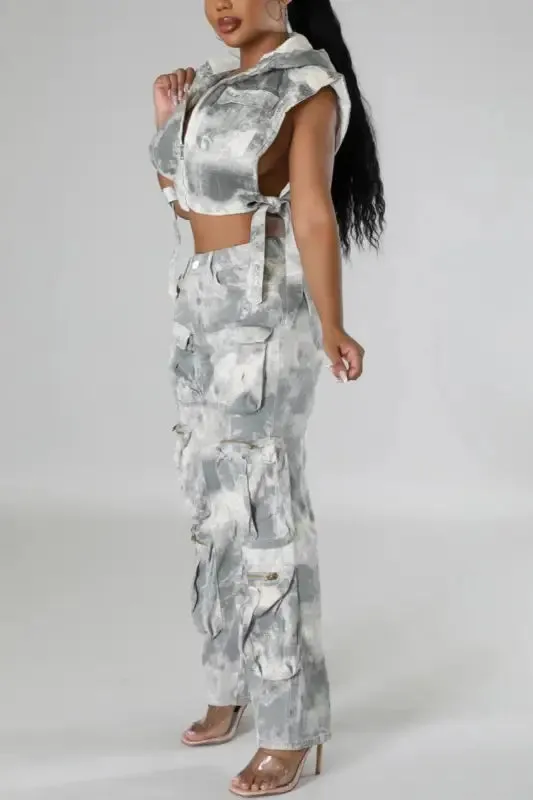 In Plain Sight Hooded Lace-Up Pants Set