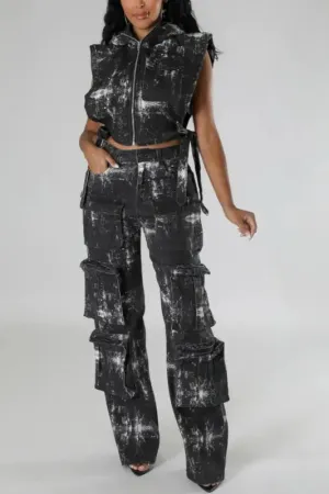 In Plain Sight Hooded Lace-Up Pants Set
