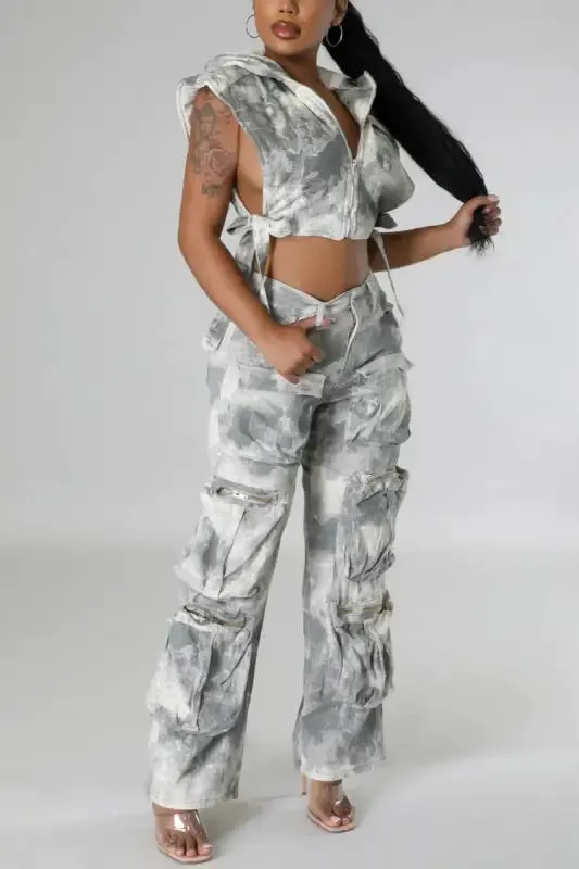 In Plain Sight Hooded Lace-Up Pants Set