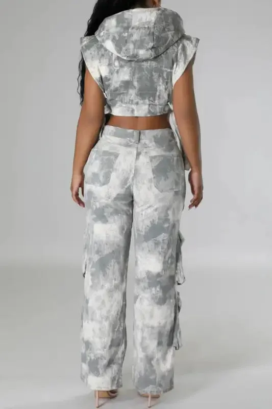In Plain Sight Hooded Lace-Up Pants Set