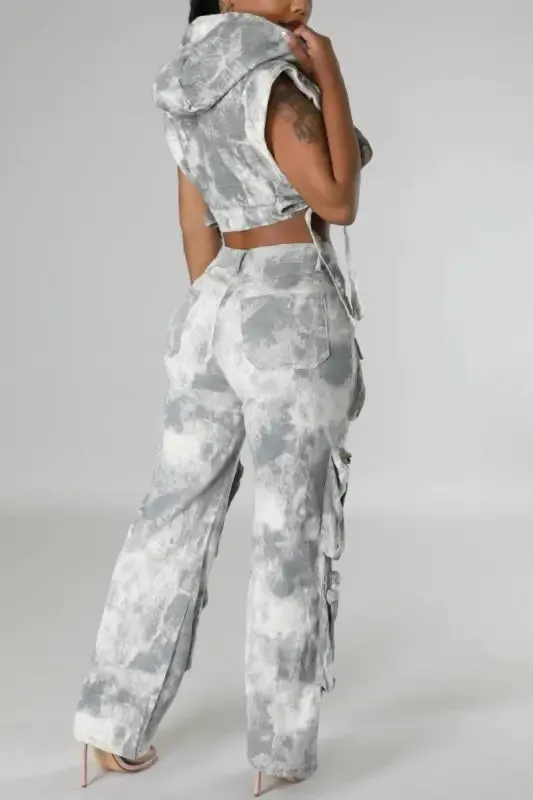 In Plain Sight Hooded Lace-Up Pants Set