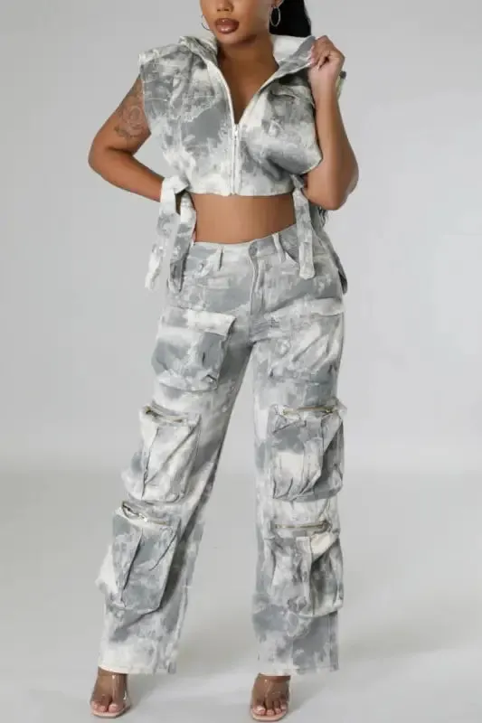 In Plain Sight Hooded Lace-Up Pants Set